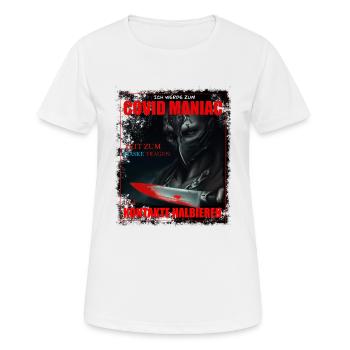 Maske tragen & Kontakte halbieren haben sie gesagt - Frauen T-Shirt atmungsaktiv - Weiß - Vorne - AI Model Female 172 dark (172cm)