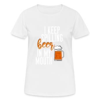 Je continue à renverser de la bière dans ma bouche 2 - T-shirt respirant Femme - blanc - Devant - AI Model Female 172 dark (172cm)