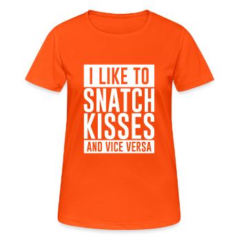 J’aime arracher des baisers et vice versa - T-shirt respirant Femme - orange néon - Devant - AI Model Female 172 dark (172cm)