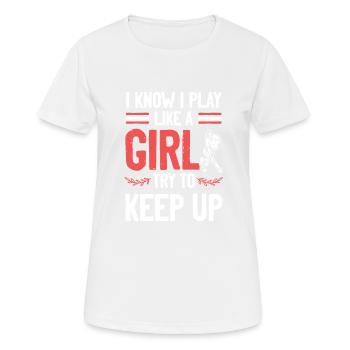 Fille de hockey sur gazon - T-shirt respirant Femme - blanc - Devant - AI Model Female 172 dark (172cm)