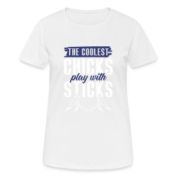 Feldhockey chicks - Frauen T-Shirt atmungsaktiv - Weiß - Vorne - AI Model Female 172 dark (172cm)