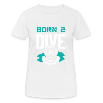 Né pour plonger - T-shirt respirant Femme - blanc - Devant - AI Model Female 172 dark (172cm)