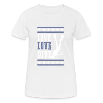 Life Love Plongée - T-shirt respirant Femme - blanc - Devant - AI Model Female 172 dark (172cm)