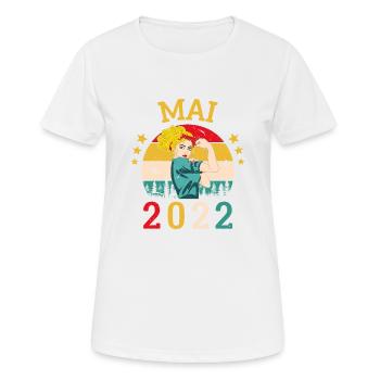 Mai 2022 Anniversaire Vintage Happy Birthday - T-shirt respirant Femme - blanc - Devant - AI Model Female 172 dark (172cm)
