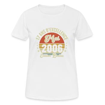 Mai 2006 17 Ans Anniversaire Vintage Idée Cadeau - T-shirt respirant Femme - blanc - Devant - AI Model Female 172 dark (172cm)