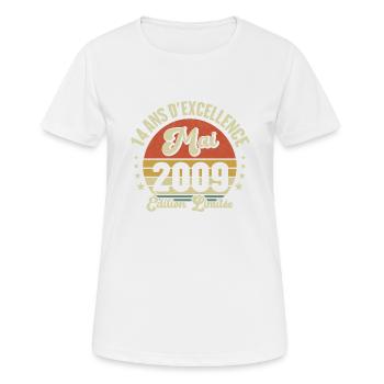 Mai 2009 14 Ans Anniversaire Vintage Idée Cadeau - T-shirt respirant Femme - blanc - Devant - AI Model Female 172 dark (172cm)
