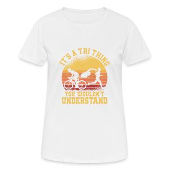 C’est un tri - vous ne comprendriez pas Triathl - T-shirt respirant Femme - blanc - Devant - AI Model Female 172 dark (172cm)