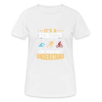 C’est un tri - vous ne comprendriez pas Triathl - T-shirt respirant Femme - blanc - Devant - AI Model Female 172 dark (172cm)