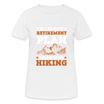 wandern klettern - Frauen T-Shirt atmungsaktiv - Weiß - Vorne - AI Model Female 172 dark (172cm)