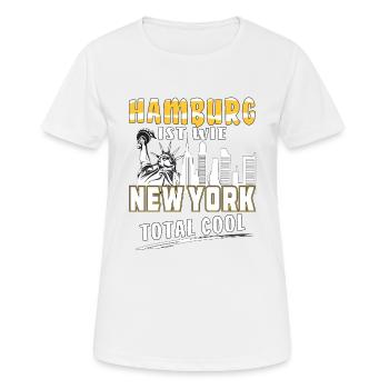 HAMBURG IST WIE NEW YORK - Frauen T-Shirt atmungsaktiv - Weiß - Vorne - AI Model Female 172 dark (172cm)