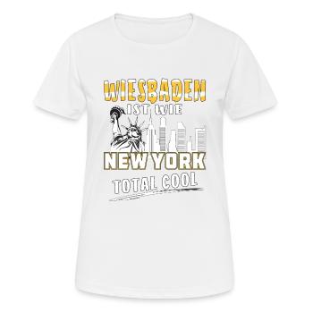 WIESBADEN IST WIE NEW YORK - Frauen T-Shirt atmungsaktiv - Weiß - Vorne - AI Model Female 172 dark (172cm)