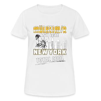 MÜLHEIM IST WIE NEW YORK - Frauen T-Shirt atmungsaktiv - Weiß - Vorne - AI Model Female 172 dark (172cm)