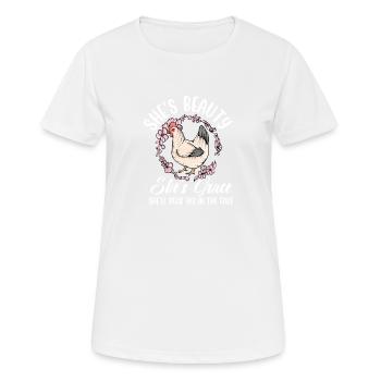 Sie ist Schönheit, sie ist Anmut, sie wird dir ins - Frauen T-Shirt atmungsaktiv - Weiß - Vorne - AI Model Female 172 dark (172cm)