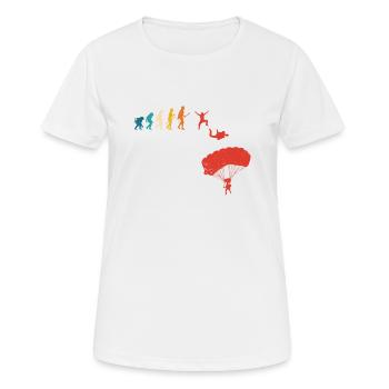Fallschirmspringen Evolution des Menschen - Frauen T-Shirt atmungsaktiv - Weiß - Vorne - AI Model Female 172 dark (172cm)