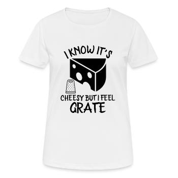Ich weiß, es ist kitschig, aber ich fühle mich reibend - Frauen T-Shirt atmungsaktiv - Weiß - Vorne - AI Model Female 172 dark (172cm)