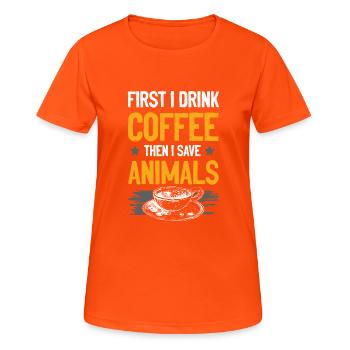 Animal rights activist coffee - Women's Breathable T-Shirt - neon orange - Front - AI Model Female 172 dark (172cm)