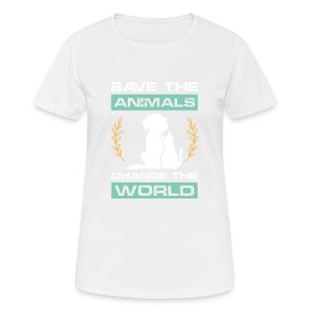 Changer le monde Bien-être animal - T-shirt respirant Femme - blanc - Devant - AI Model Female 172 dark (172cm)