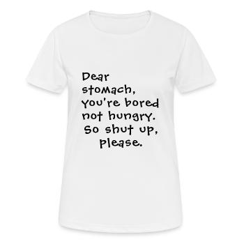 Cher estomac - T-shirt respirant Femme - blanc - Devant - AI Model Female 172 dark (172cm)