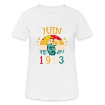 Juin 1963 Anniversaire Vintage Happy Birthday - T-shirt respirant Femme - blanc - Devant - AI Model Female 172 dark (172cm)