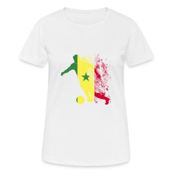 Coupe du monde de l’équipe nationale du Sénégal - T-shirt respirant Femme - blanc - Devant - AI Model Female 172 dark (172cm)