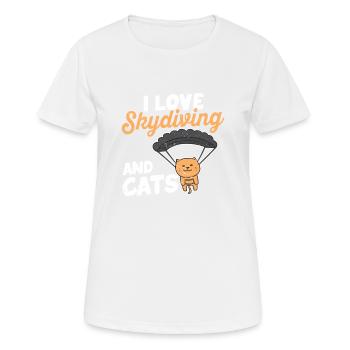 Funny Parachutists Kitten Parachute - Women's Breathable T-Shirt - white - Front - AI Model Female 172 dark (172cm)