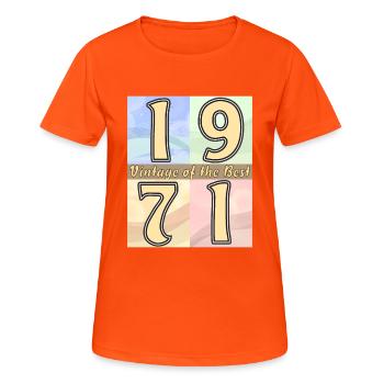 BIRTHDAY YEAR 1971 - Women's Breathable T-Shirt - neon orange - Front - AI Model Female 172 dark (172cm)