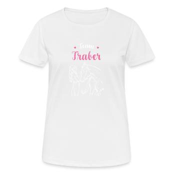 Traber I Pony Horse Saying Motif pour cavalier - T-shirt respirant Femme - blanc - Devant - AI Model Female 172 dark (172cm)