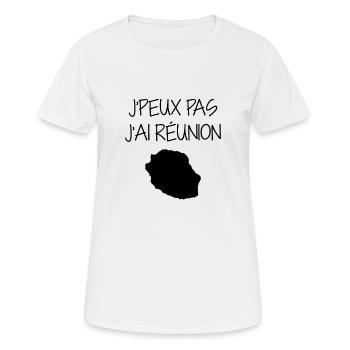 Réunion / 974 / Réunionnais / Réunionnaise - T-shirt respirant Femme - blanc - Devant - AI Model Female 172 dark (172cm)