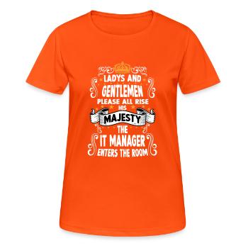 Responsable informatique T drôle de dire motiver Responsable informatique - T-shirt respirant Femme - orange néon - Devant - AI Model Female 172 dark (172cm)