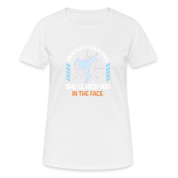 She Is Beauty She Is Grace She Will Kick You In - Frauen T-Shirt atmungsaktiv - Weiß - Vorne - AI Model Female 172 dark (172cm)
