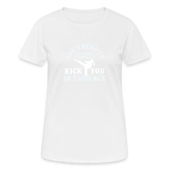 She Is Beauty She Is Grace She Will Kick You In - Frauen T-Shirt atmungsaktiv - Weiß - Vorne - AI Model Female 172 dark (172cm)