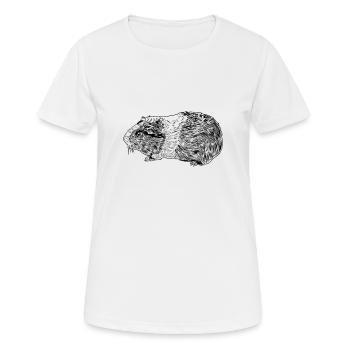Strichzeichnung eines Meerschweinchen - Frauen T-Shirt atmungsaktiv - Weiß - Vorne - AI Model Female 172 dark (172cm)