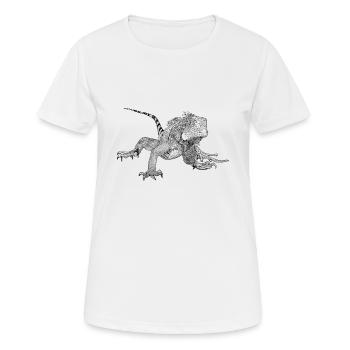 Strichzeichnung eines Leguan - Frauen T-Shirt atmungsaktiv - Weiß - Vorne - AI Model Female 172 dark (172cm)