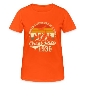 One of a kind since 1930 - Women's Breathable T-Shirt - neon orange - Front - AI Model Female 172 dark (172cm)