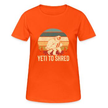 Snowboard Sasquatch Funny Snowboarding Bigfoot - Frauen T-Shirt atmungsaktiv - Neonorange - Vorne - AI Model Female 172 dark (172cm)
