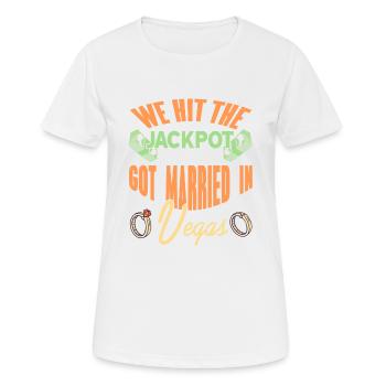 Nous avons touché le jackpot S’est marié à Vegas Retro - T-shirt respirant Femme - blanc - Devant - AI Model Female 172 dark (172cm)