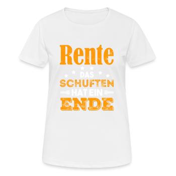Rente Das Schuften hat ein Ende Rentner Pension - Frauen T-Shirt atmungsaktiv - Weiß - Vorne - AI Model Female 172 dark (172cm)