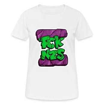 FCKNZS vert violet - T-shirt respirant Femme - blanc - Devant - AI Model Female 172 dark (172cm)