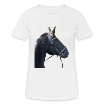 Pferdekopf eines Rappen mit Trense - Frauen T-Shirt atmungsaktiv - Weiß - Vorne - AI Model Female 172 dark (172cm)