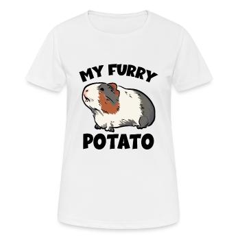 Mein pelziges Kartoffel-Meerschweinchen - Frauen T-Shirt atmungsaktiv - Weiß - Vorne - AI Model Female 172 dark (172cm)