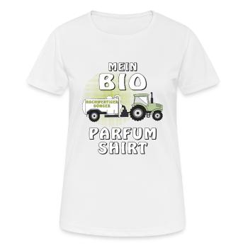MEIN BIO PARFUM SHIRT - Frauen T-Shirt atmungsaktiv - Weiß - Vorne - AI Model Female 172 dark (172cm)