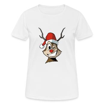 Joli renne au nez rouge - Noël - T-shirt respirant Femme - blanc - Devant - AI Model Female 172 dark (172cm)