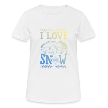 I Love Snow - Frauen T-Shirt atmungsaktiv - Weiß - Vorne - AI Model Female 172 dark (172cm)