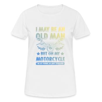 Motorrad alter mann - Frauen T-Shirt atmungsaktiv - Weiß - Vorne - AI Model Female 172 dark (172cm)
