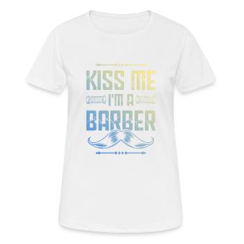 Küsse mich Barber - Frauen T-Shirt atmungsaktiv - Weiß - Vorne - AI Model Female 172 dark (172cm)