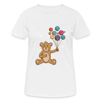 Teddy Bear Planet Balloons Astronaut - Women's Breathable T-Shirt - white - Front - AI Model Female 172 dark (172cm)