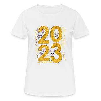 Tenue du jour de l’An 2023 - Bonne année 2023 - T-shirt respirant Femme - blanc - Devant - AI Model Female 172 dark (172cm)