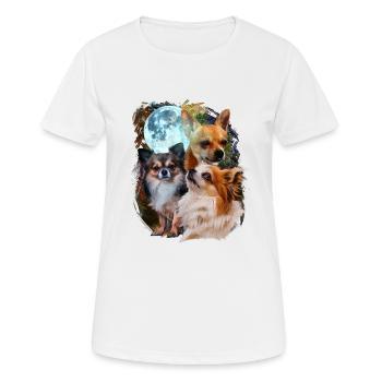 3 Mond Chihuahua Hund Liebhaber Cool Tier Haustier Neuheit - Frauen T-Shirt atmungsaktiv - Weiß - Vorne - AI Model Female 172 dark (172cm)