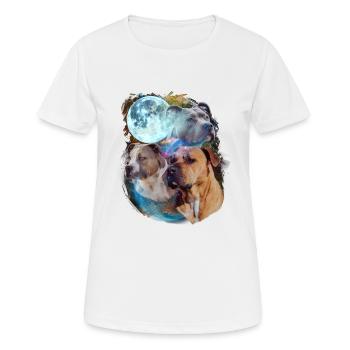 3 Moon Pitbull Hund Liebhaber Cool Tier Haustier Neuheit - Frauen T-Shirt atmungsaktiv - Weiß - Vorne - AI Model Female 172 dark (172cm)