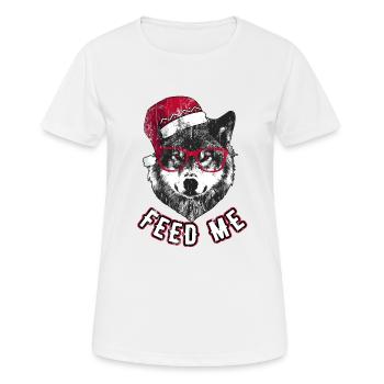 Nourrissez-moi – Loup de Noël grincheux - T-shirt respirant Femme - blanc - Devant - AI Model Female 172 dark (172cm)